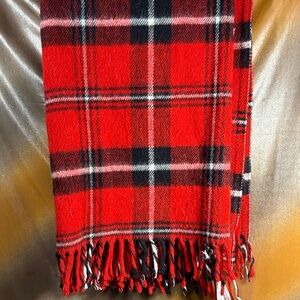 Vintage 70’s Faribault Red Plaid Acrylic throw blanket 46 x 64 209